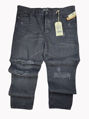 Lucky Brand Sienna Slim Boyfriend Jeans Womens 14 Black Distressed NWT 39" Waist